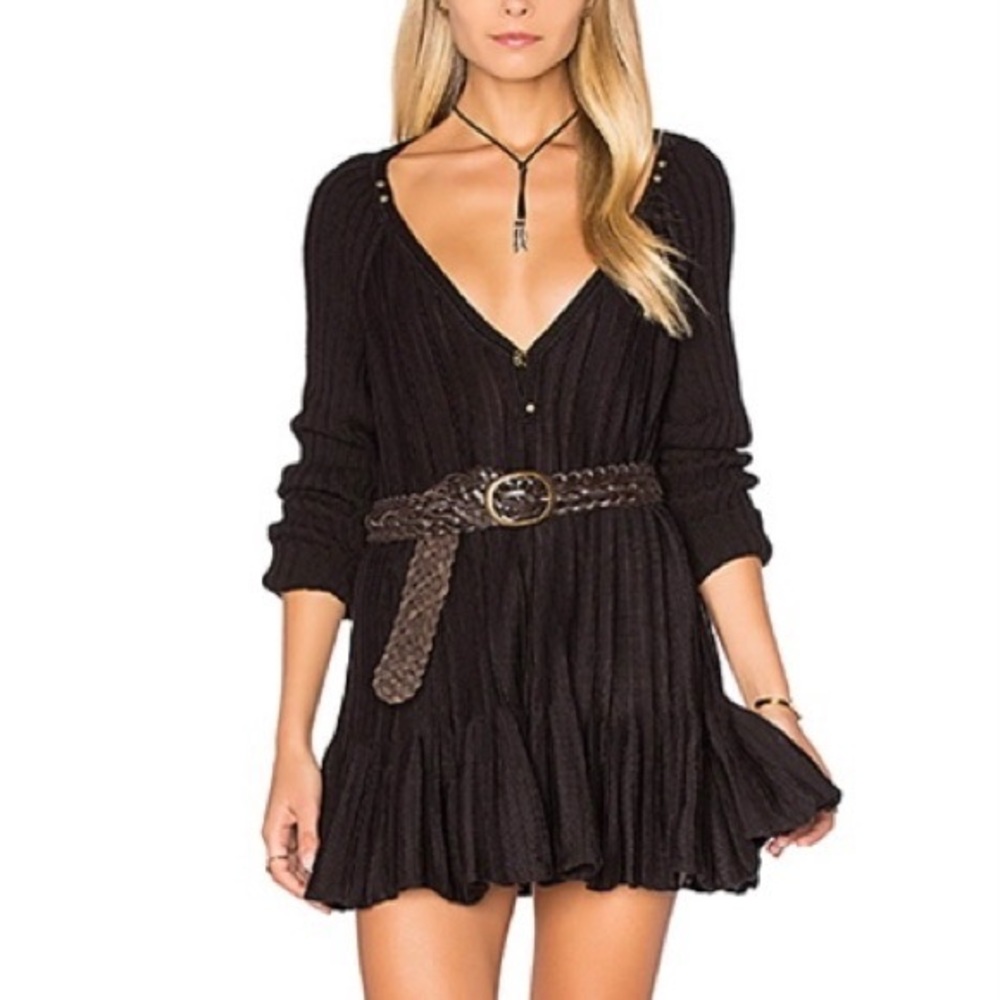 Free People Ribbed Knit Sweater Top XS - Picture 15 of 16